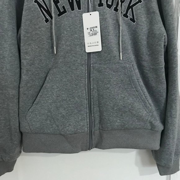 New York Men Winter Outwear Faux Fur-Lined Hoodie Heavy Jacket - Gray X-Large - Picture 6 of 9